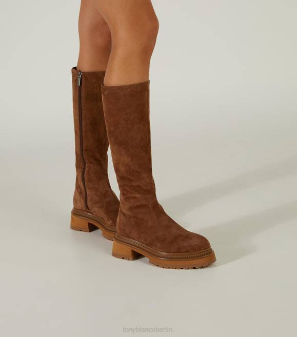 kniehohe Stiefel| de Tony Bianco Frauen Hitch-Kalbsstiefel Sattelwildleder 4624466